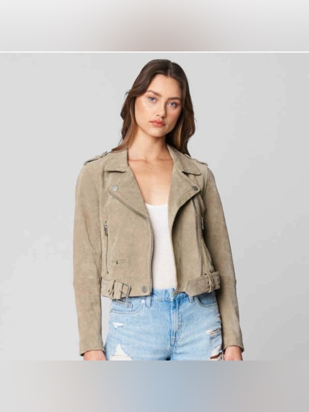 Blank NYC Genuine Suede Sand Stoner Moto Jacket Size S